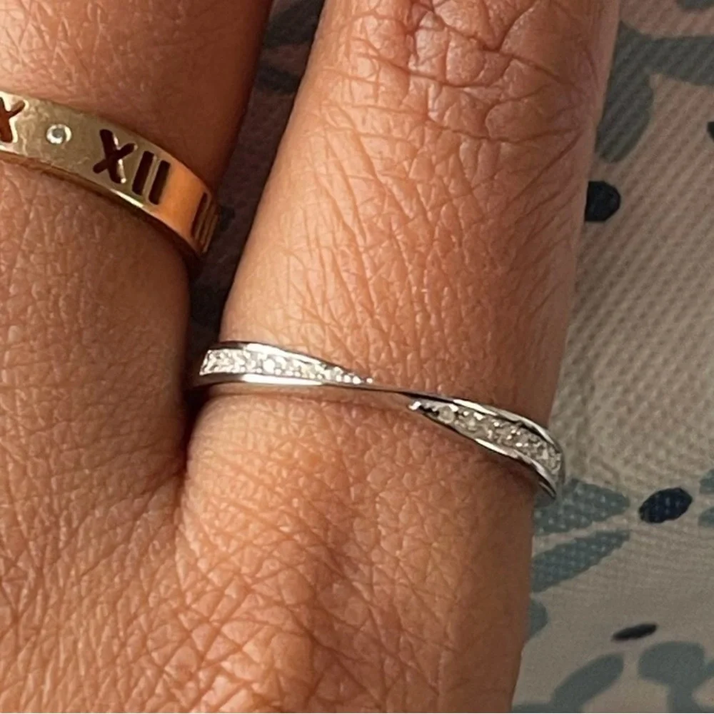 Solid sterling silver infinity Moissanite band ring